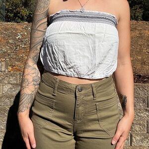 White and Black Smocked Skirt